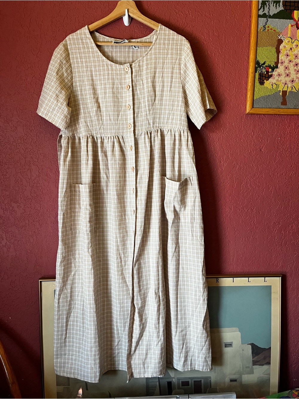 Vintage Plaid Tie-back Dress